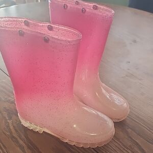 Western Chief Pink Ombre Glitter Kids Boots